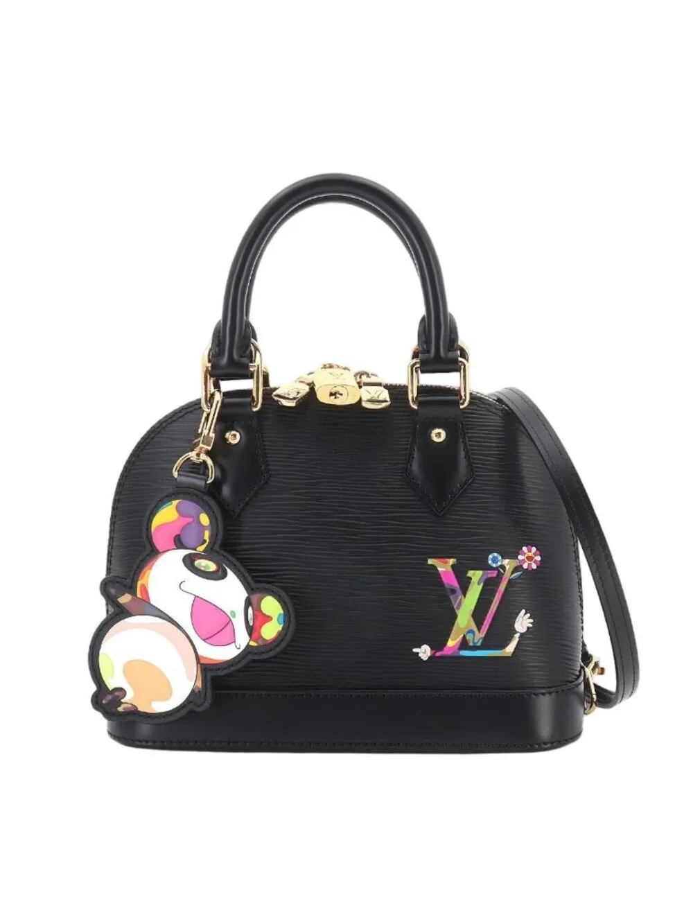 Louis Vuitton LV Takashi Murakami Epi Alma BB 2-Way Bag Black
